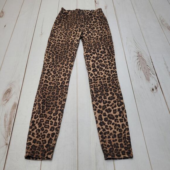 Good American Good waist cat leopard cheetah skinny jeans pants - Picture 1 of 8